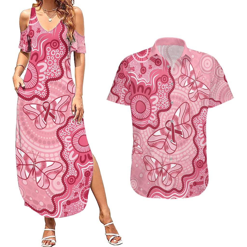 Australia Indigenous Mother's Day Couples Matching Summer Maxi Dress and Hawaiian Shirt Breast Cancer Survivor