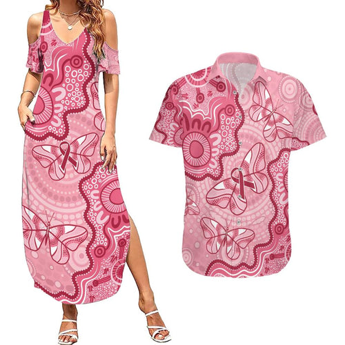 Australia Indigenous Mother's Day Couples Matching Summer Maxi Dress and Hawaiian Shirt Breast Cancer Survivor