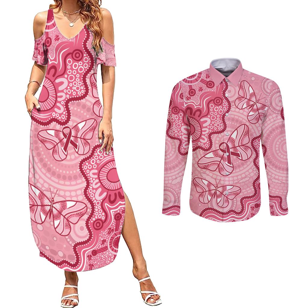 Australia Indigenous Mother's Day Couples Matching Summer Maxi Dress and Long Sleeve Button Shirt Breast Cancer Survivor