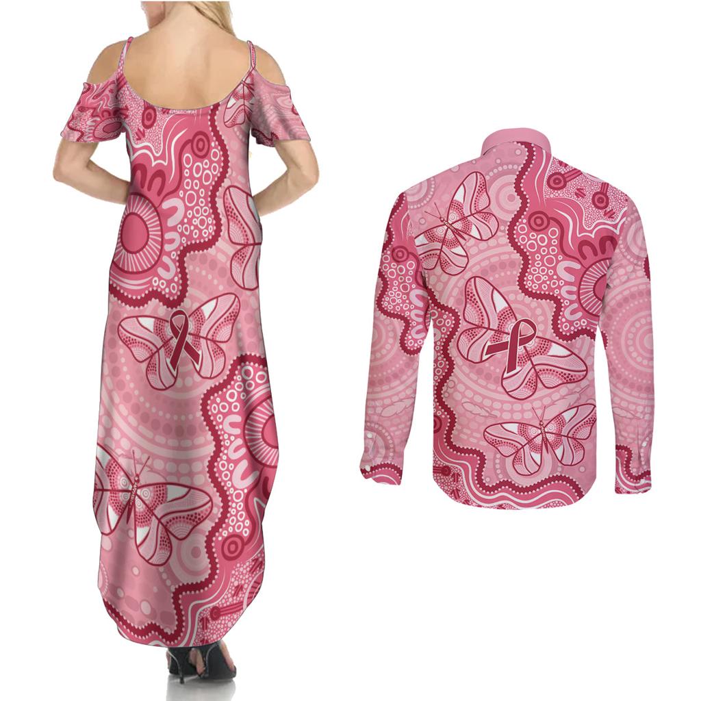 Australia Indigenous Mother's Day Couples Matching Summer Maxi Dress and Long Sleeve Button Shirt Breast Cancer Survivor