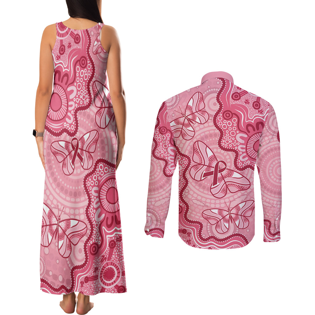 Australia Indigenous Mother's Day Couples Matching Tank Maxi Dress and Long Sleeve Button Shirt Breast Cancer Survivor