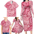 Australia Indigenous Mother's Day Family Matching Long Sleeve Bodycon Dress and Hawaiian Shirt Breast Cancer Survivor
