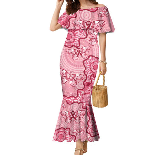 Australia Indigenous Mother's Day Family Matching Mermaid Dress and Hawaiian Shirt Breast Cancer Survivor