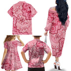 Australia Indigenous Mother's Day Family Matching Off The Shoulder Long Sleeve Dress and Hawaiian Shirt Breast Cancer Survivor