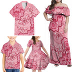 Australia Indigenous Mother's Day Family Matching Off Shoulder Maxi Dress and Hawaiian Shirt Breast Cancer Survivor