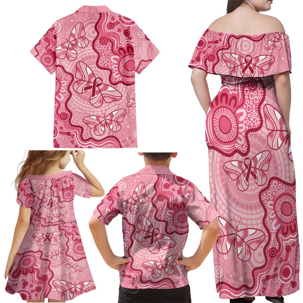 Australia Indigenous Mother's Day Family Matching Off Shoulder Maxi Dress and Hawaiian Shirt Breast Cancer Survivor