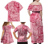 Australia Indigenous Mother's Day Family Matching Off Shoulder Maxi Dress and Hawaiian Shirt Breast Cancer Survivor