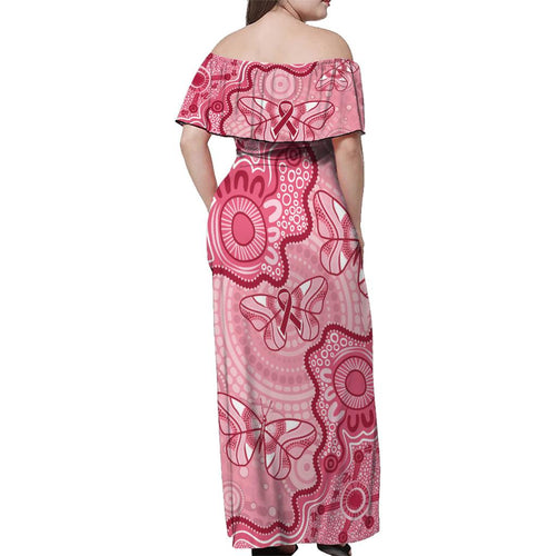 Australia Indigenous Mother's Day Family Matching Off Shoulder Maxi Dress and Hawaiian Shirt Breast Cancer Survivor