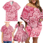 Australia Indigenous Mother's Day Family Matching Off Shoulder Short Dress and Hawaiian Shirt Breast Cancer Survivor