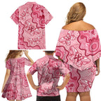 Australia Indigenous Mother's Day Family Matching Off Shoulder Short Dress and Hawaiian Shirt Breast Cancer Survivor