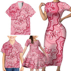 Australia Indigenous Mother's Day Family Matching Short Sleeve Bodycon Dress and Hawaiian Shirt Breast Cancer Survivor