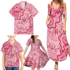 Australia Indigenous Mother's Day Family Matching Summer Maxi Dress and Hawaiian Shirt Breast Cancer Survivor