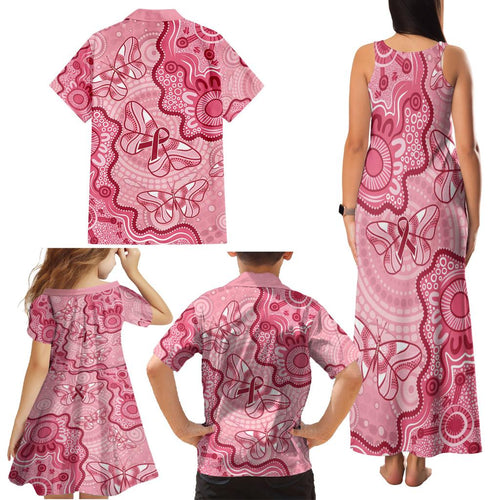 Australia Indigenous Mother's Day Family Matching Tank Maxi Dress and Hawaiian Shirt Breast Cancer Survivor