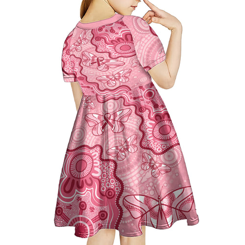 Australia Indigenous Mother's Day Kid Short Sleeve Dress Breast Cancer Survivor