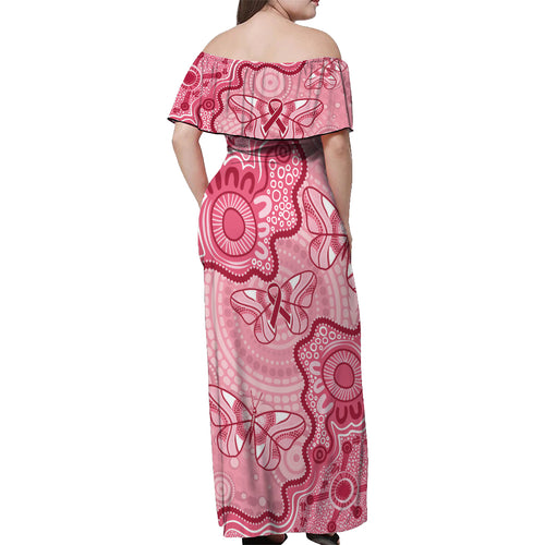 Australia Indigenous Mother's Day Off Shoulder Maxi Dress Breast Cancer Survivor
