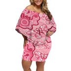 Australia Indigenous Mother's Day Off Shoulder Short Dress Breast Cancer Survivor