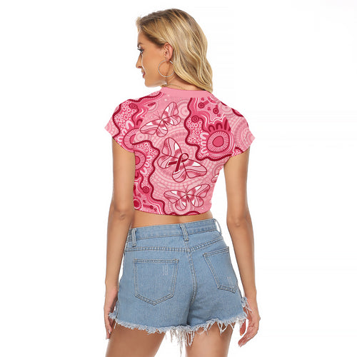 Australia Indigenous Mother's Day Raglan Cropped T Shirt Breast Cancer Survivor