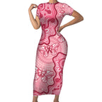 Australia Indigenous Mother's Day Short Sleeve Bodycon Dress Breast Cancer Survivor