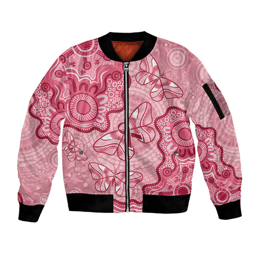Australia Indigenous Mother's Day Sleeve Zip Bomber Jacket Breast Cancer Survivor