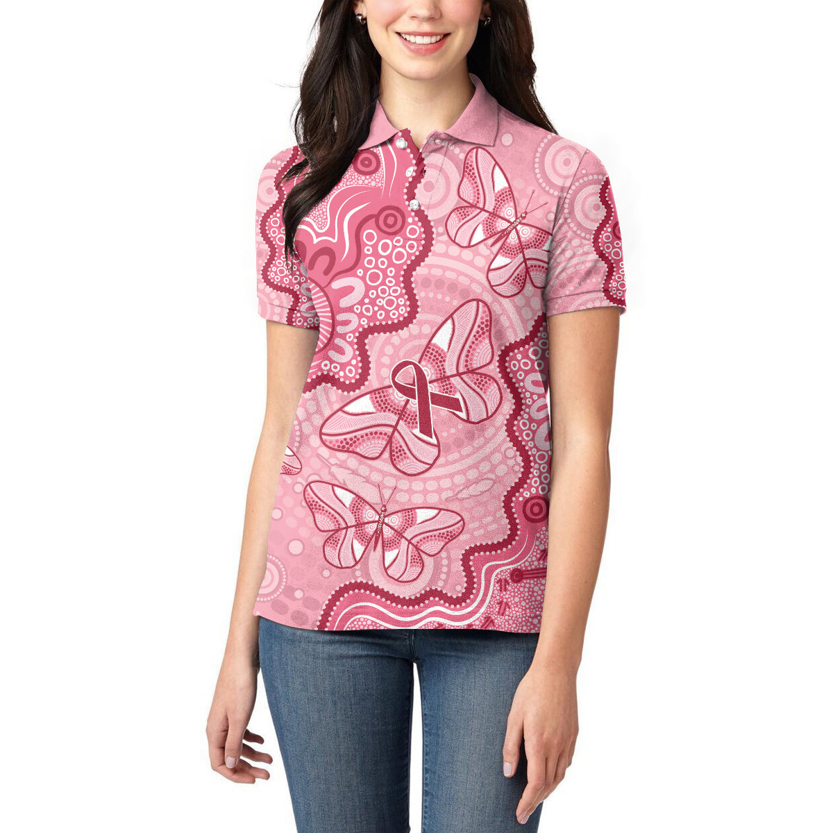 Australia Indigenous Mother's Day Women Polo Shirt Breast Cancer Survivor
