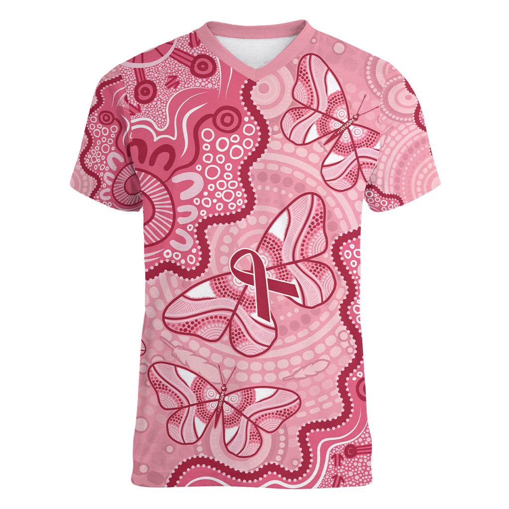 Australia Indigenous Mother's Day Women V-Neck T-Shirt Breast Cancer Survivor