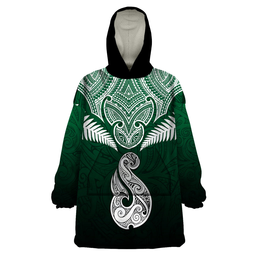 peronsalised-new-zealand-wearable-blanket-hoodie-hei-matau-mix-silver-fern-basic