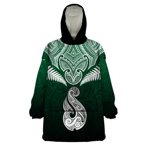 peronsalised-new-zealand-wearable-blanket-hoodie-hei-matau-mix-silver-fern-basic