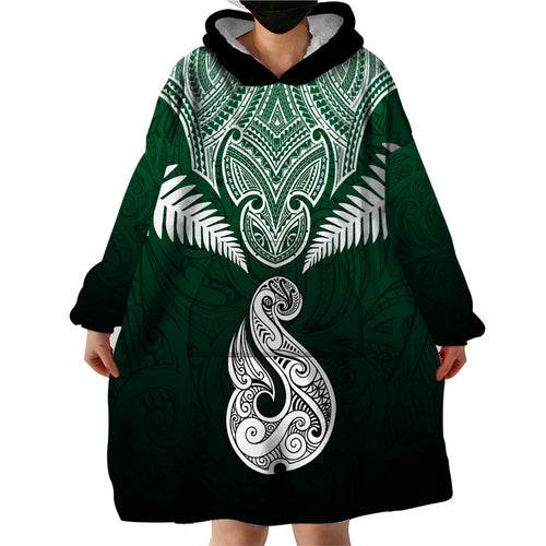 peronsalised-new-zealand-wearable-blanket-hoodie-hei-matau-mix-silver-fern-basic