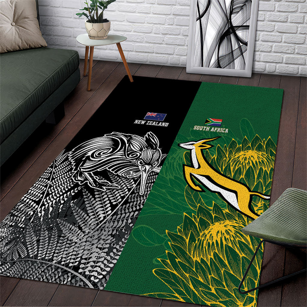 New Zealand - South Africa Greatest Rivals Rugby Area Rug Kiwi Vs Bokke
