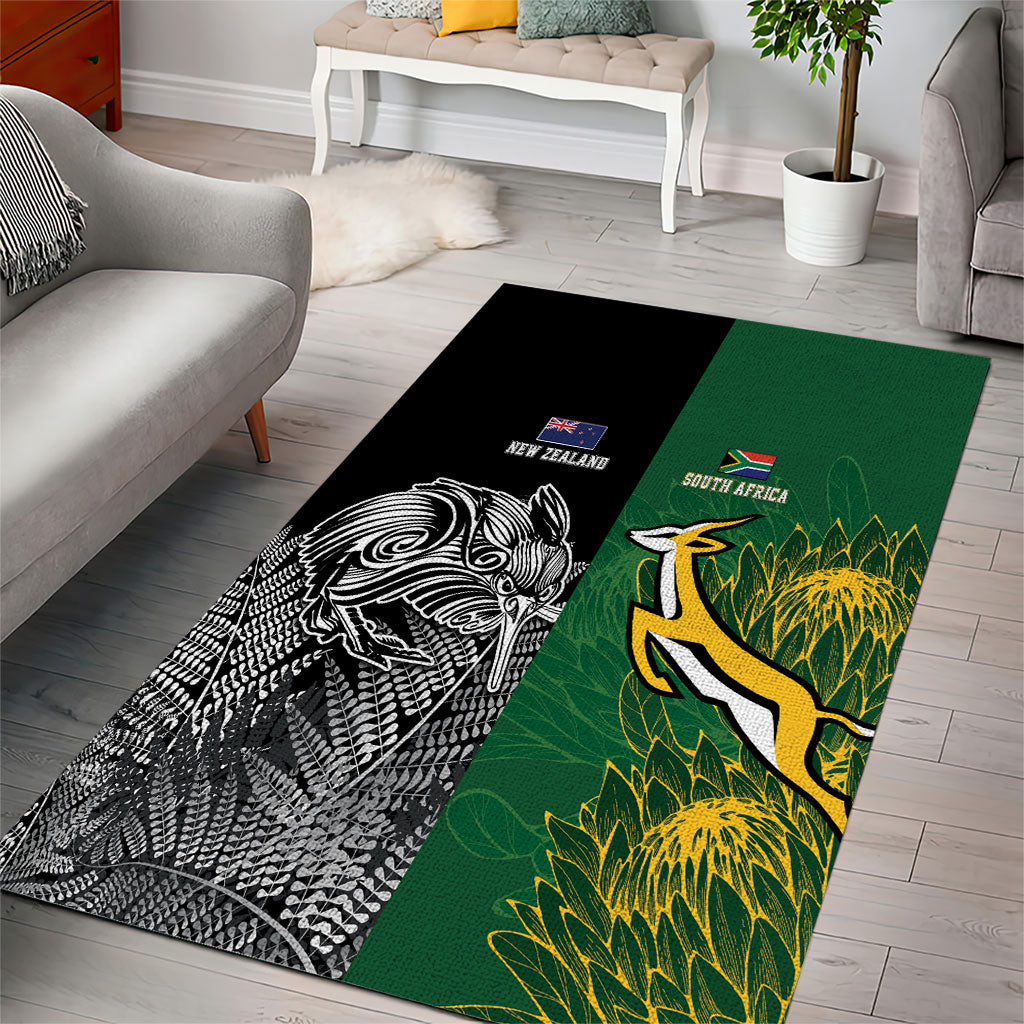 New Zealand - South Africa Greatest Rivals Rugby Area Rug Kiwi Vs Bokke
