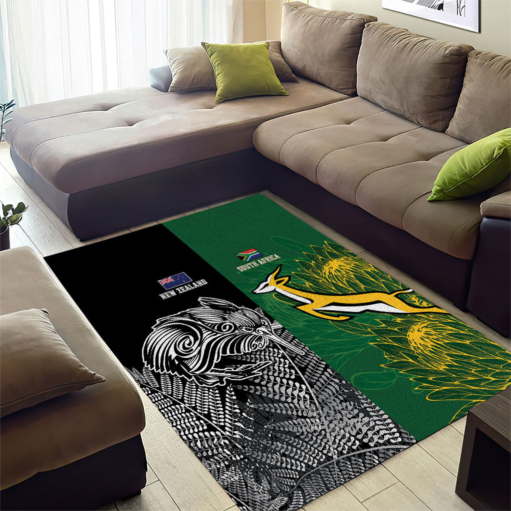 New Zealand - South Africa Greatest Rivals Rugby Area Rug Kiwi Vs Bokke