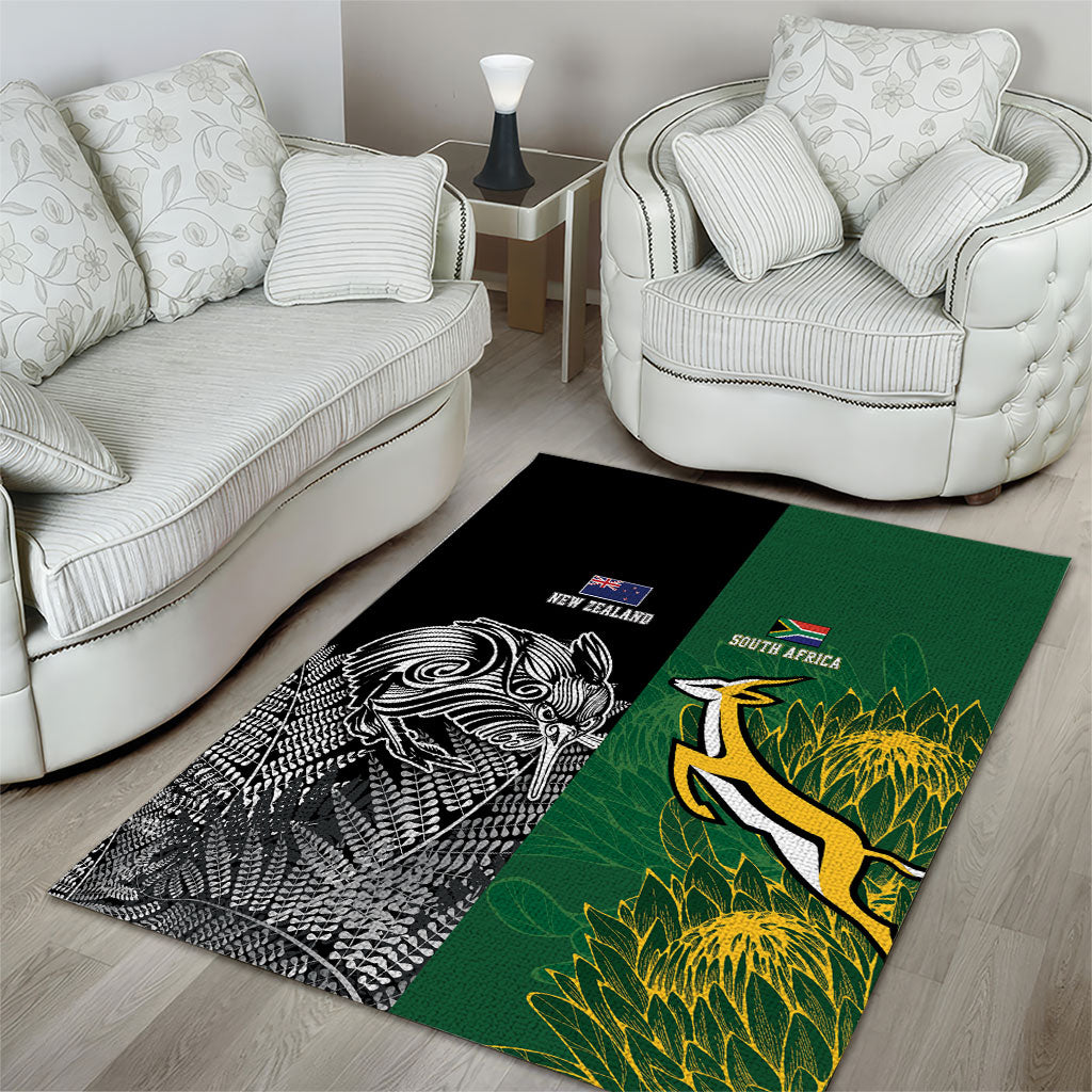 New Zealand - South Africa Greatest Rivals Rugby Area Rug Kiwi Vs Bokke