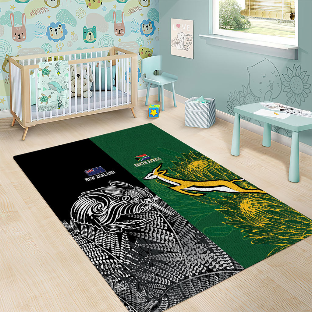 New Zealand - South Africa Greatest Rivals Rugby Area Rug Kiwi Vs Bokke
