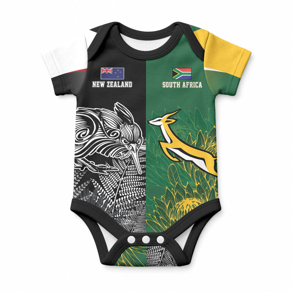 New Zealand - South Africa Greatest Rivals Rugby Custom Baby Onesie Kiwi Vs Bokke