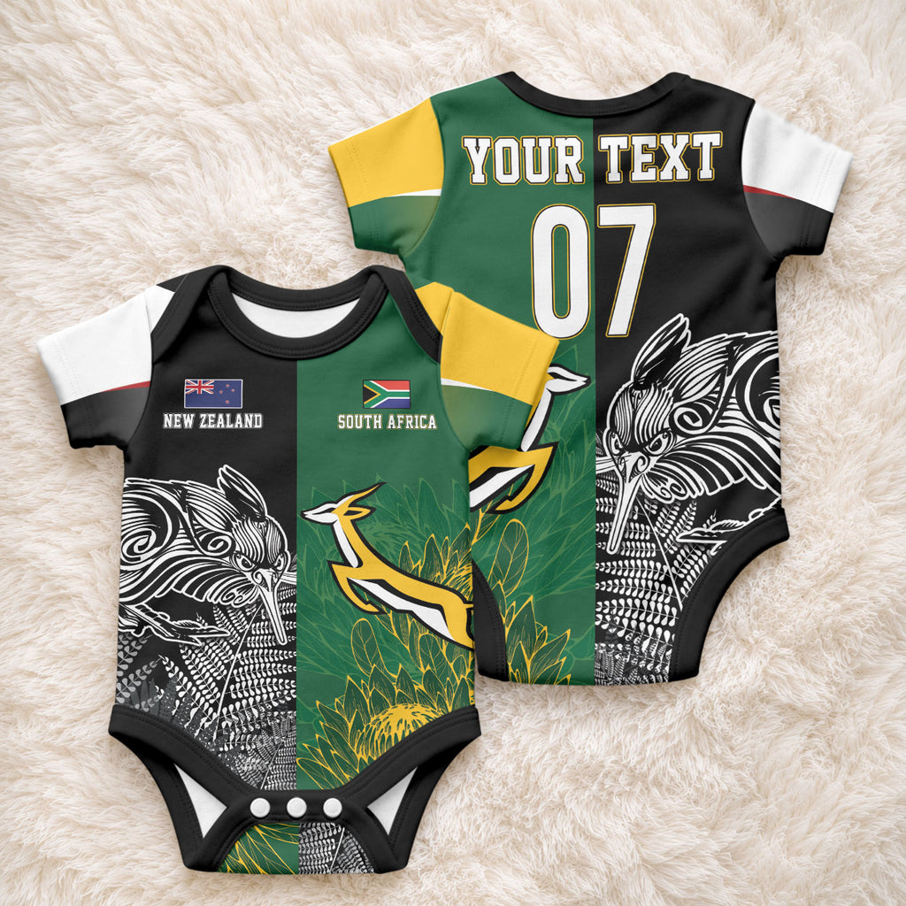 New Zealand - South Africa Greatest Rivals Rugby Custom Baby Onesie Kiwi Vs Bokke