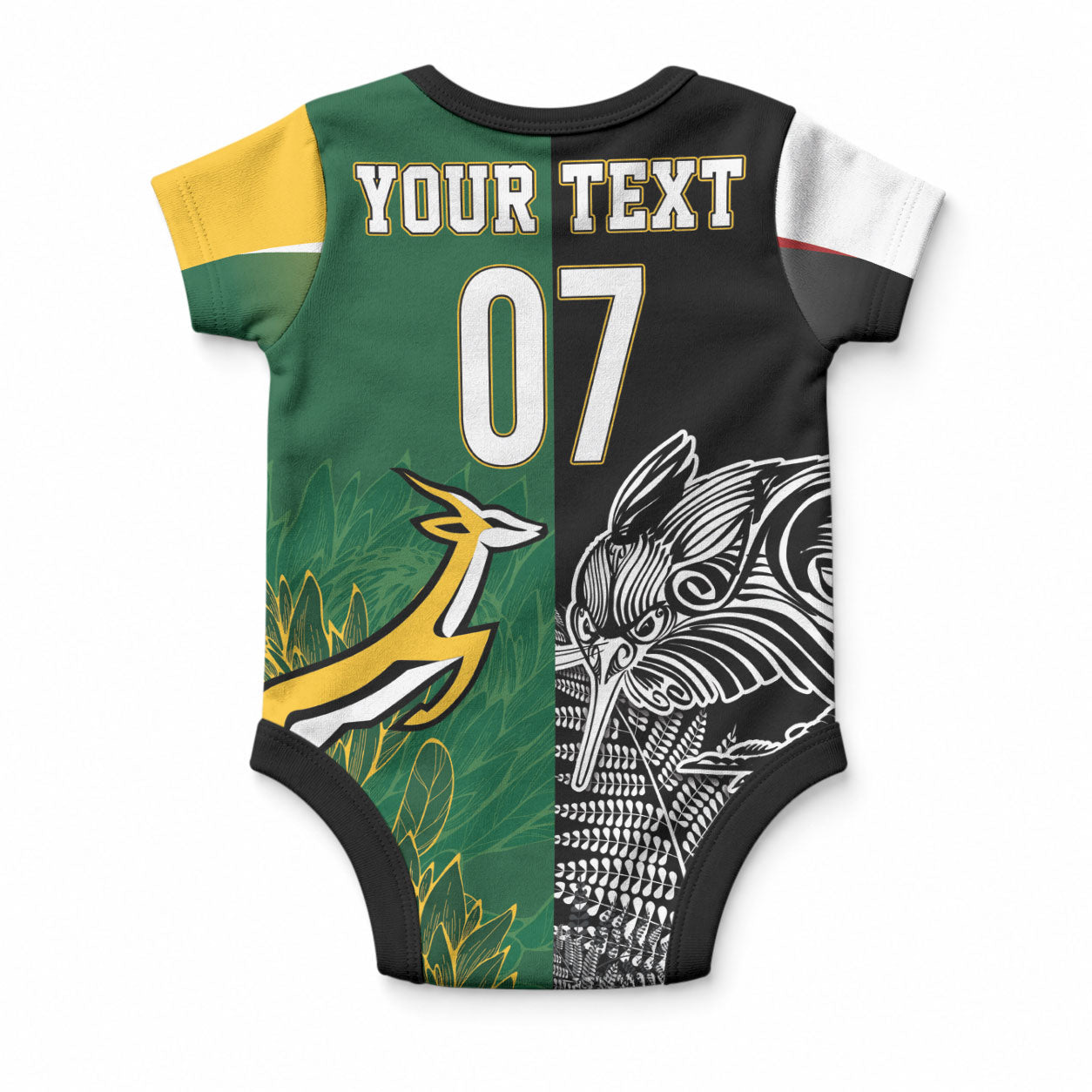 New Zealand - South Africa Greatest Rivals Rugby Custom Baby Onesie Kiwi Vs Bokke