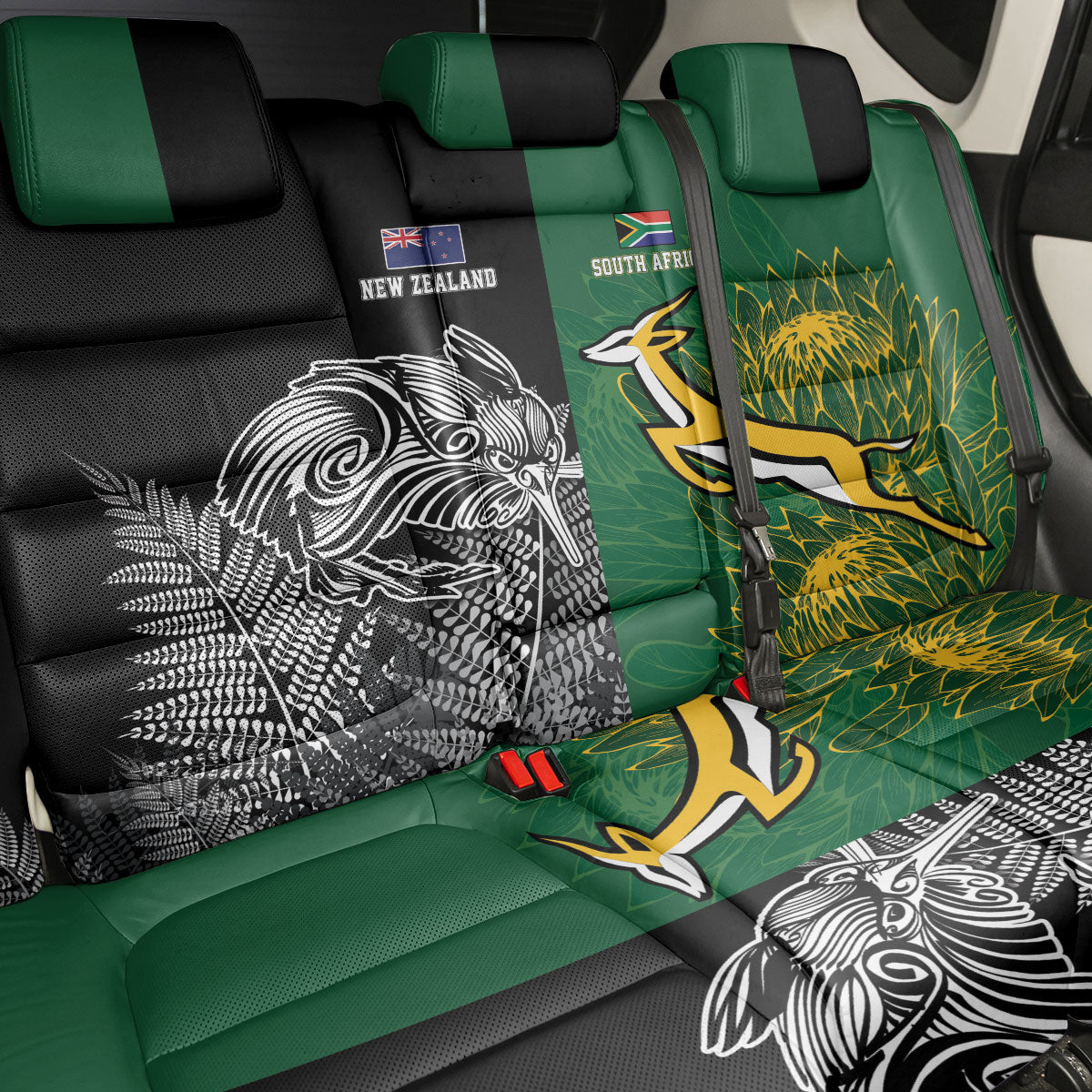 New Zealand - South Africa Greatest Rivals Rugby Back Car Seat Cover Kiwi Vs Bokke