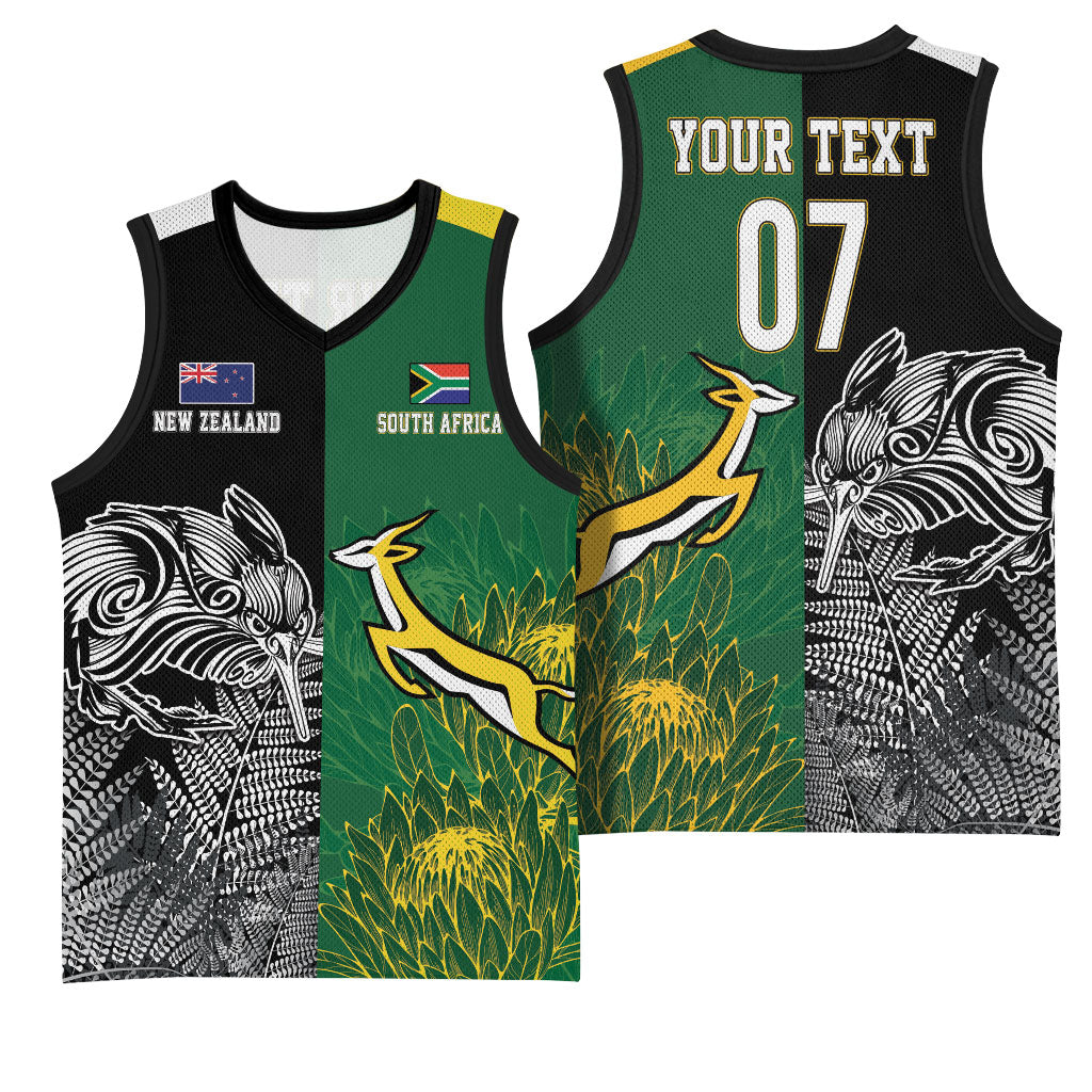 New Zealand - South Africa Greatest Rivals Rugby Custom Basketball Jersey Kiwi Vs Bokke
