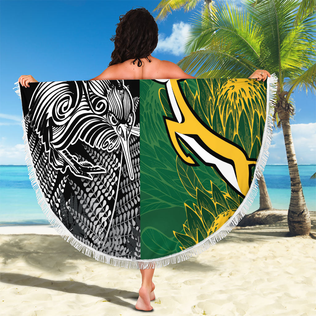 New Zealand - South Africa Greatest Rivals Rugby Beach Blanket Kiwi Vs Bokke
