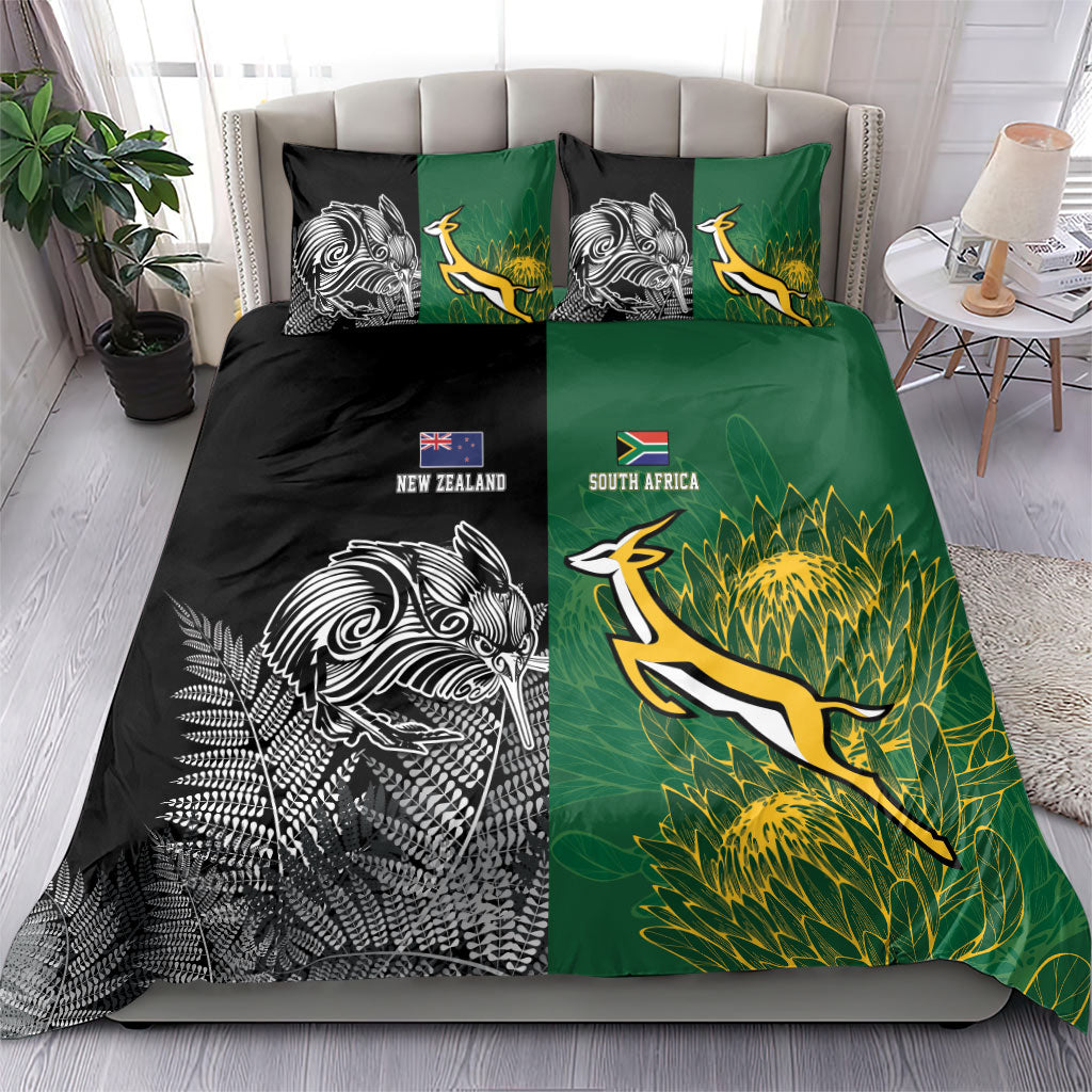New Zealand - South Africa Greatest Rivals Rugby Bedding Set Kiwi Vs Bokke