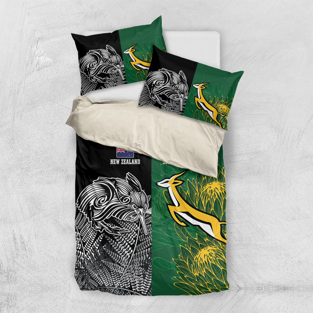 New Zealand - South Africa Greatest Rivals Rugby Bedding Set Kiwi Vs Bokke