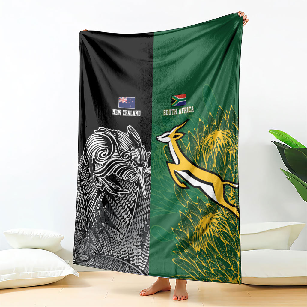 New Zealand - South Africa Greatest Rivals Rugby Blanket Kiwi Vs Bokke
