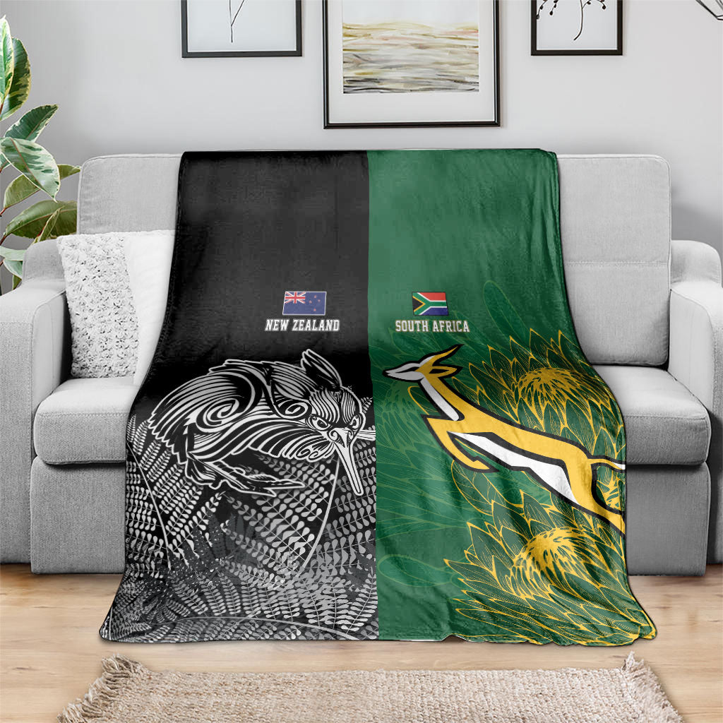 New Zealand - South Africa Greatest Rivals Rugby Blanket Kiwi Vs Bokke