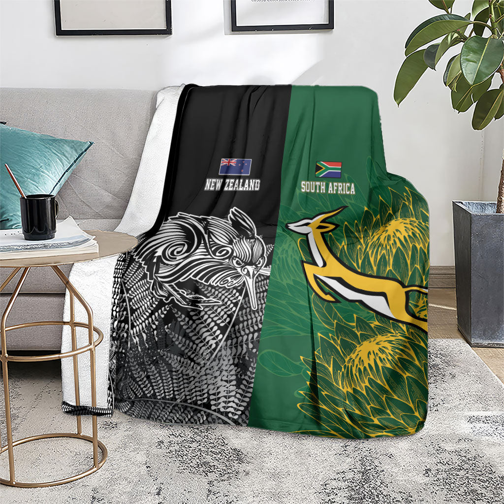 New Zealand - South Africa Greatest Rivals Rugby Blanket Kiwi Vs Bokke