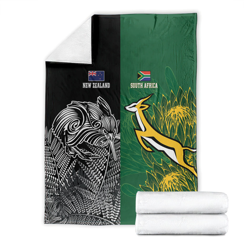 New Zealand - South Africa Greatest Rivals Rugby Blanket Kiwi Vs Bokke