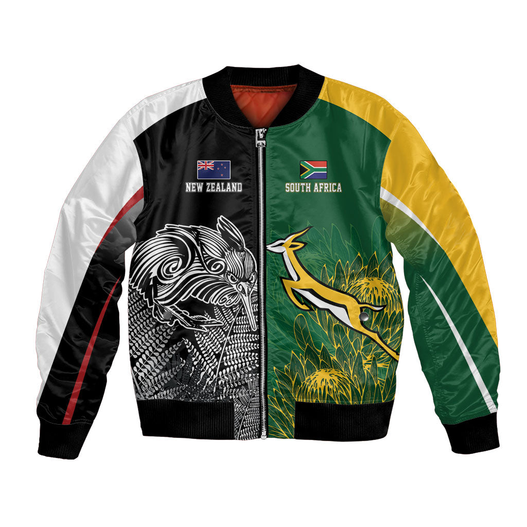 New Zealand - South Africa Greatest Rivals Rugby Custom Bomber Jacket Kiwi Vs Bokke