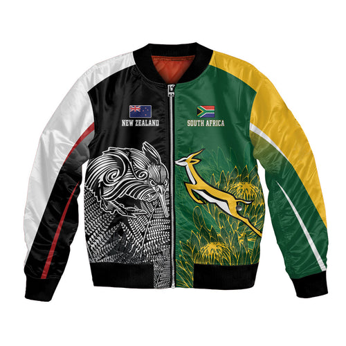 New Zealand - South Africa Greatest Rivals Rugby Custom Bomber Jacket Kiwi Vs Bokke