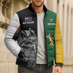 New Zealand - South Africa Greatest Rivals Rugby Custom Bomber Puffer Jacket Kiwi Vs Bokke