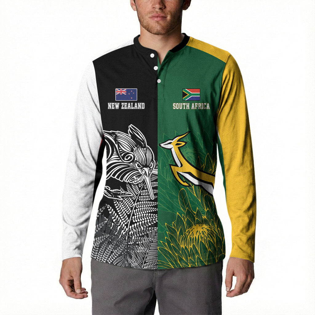 New Zealand - South Africa Greatest Rivals Rugby Custom Button Sweatshirt Kiwi Vs Bokke