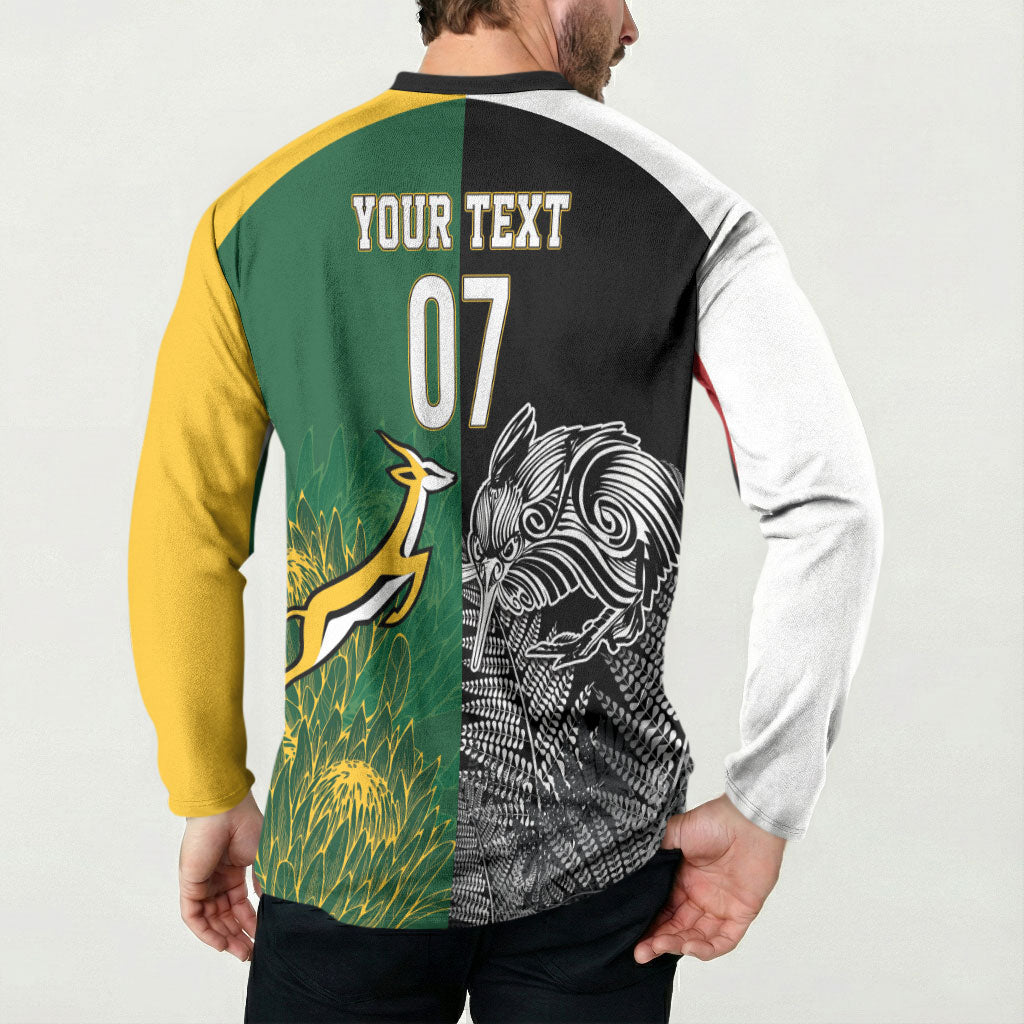 New Zealand - South Africa Greatest Rivals Rugby Custom Button Sweatshirt Kiwi Vs Bokke